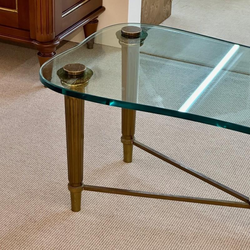French Neo-Classical Glass Top Coffee Table, Mid-Century Modern PE Guerin Style - 4