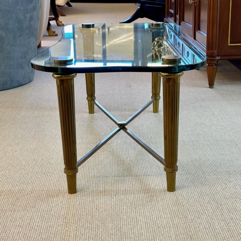 French Neo-Classical Glass Top Coffee Table, Mid-Century Modern PE Guerin Style - 6