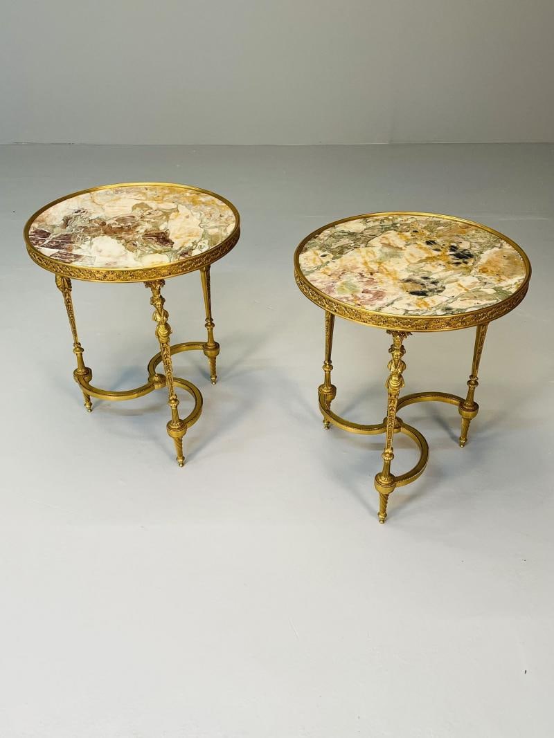 Pair of French Ormolu Marble Gueridons, Circular, 19th Century, Adam Weisweiler - 2