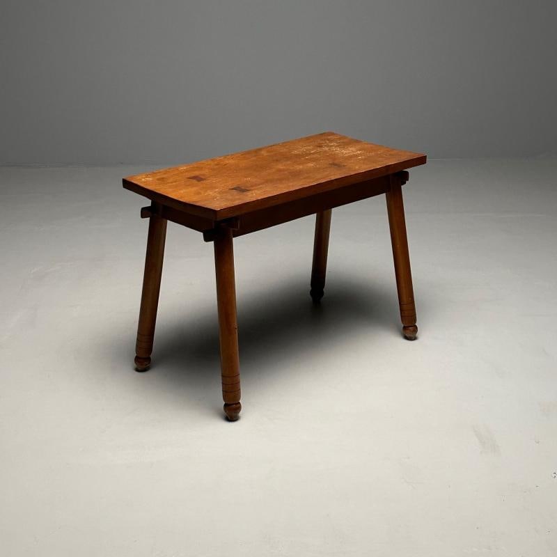 Rustic French Mid-Century Modern Provincial Oak Console Table, Farmhouse - 4