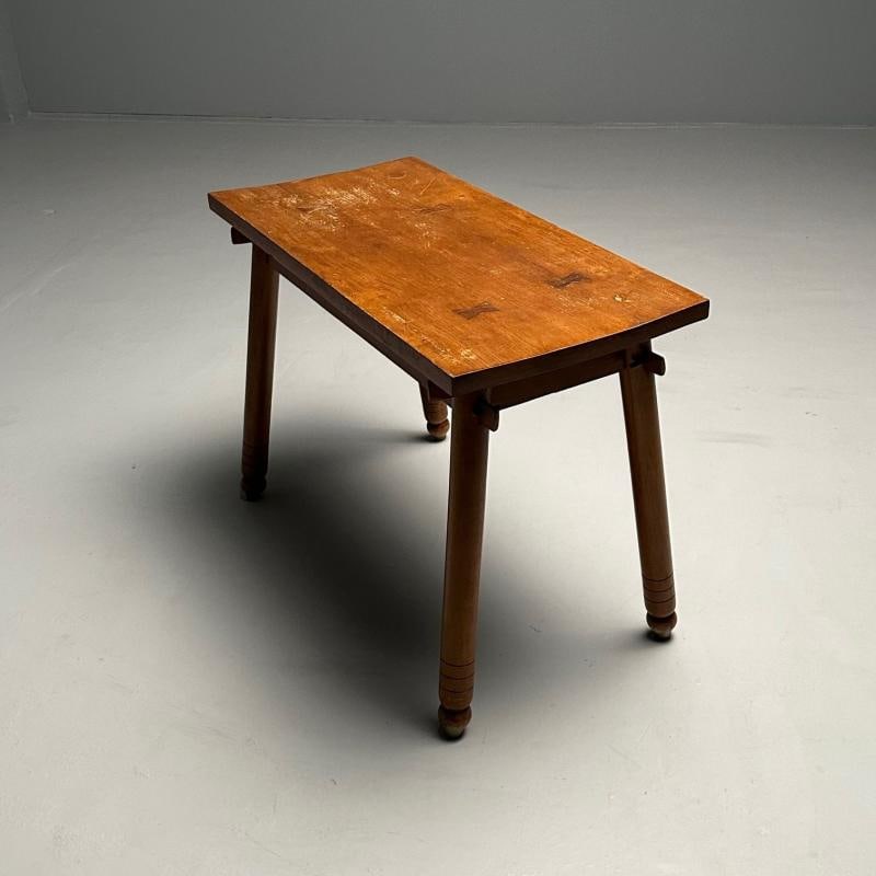 Rustic French Mid-Century Modern Provincial Oak Console Table, Farmhouse - 9