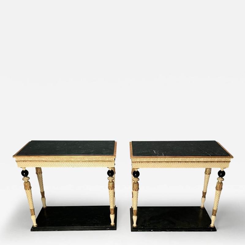 Pair of Swedish Neoclassical Maison Jansen Marble-Top Console Tables, French (1 of 12)