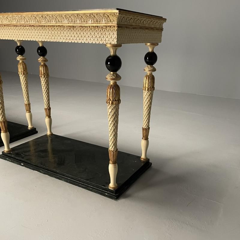 Pair of Swedish Neoclassical Maison Jansen Marble-Top Console Tables, French - 8