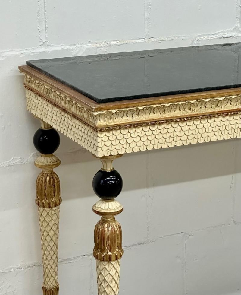 Pair of Swedish Neoclassical Maison Jansen Marble-Top Console Tables, French - 9