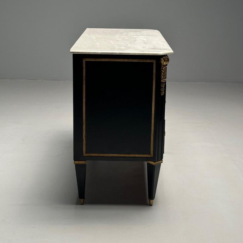 Hollywood Regency Ebonized Cabinet / Commode, Greek Key Motif, Bronze Mounted - 11
