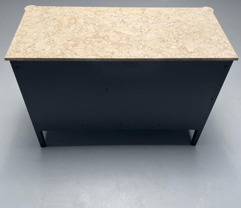 Hollywood Regency Maison Jansen Stamped Ebony Chest / Commode, Marble Top - 9