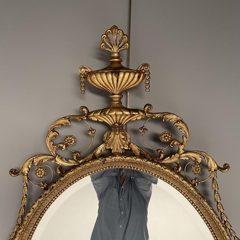 Pair of English Regency Style Gilt Wood Oval Mirror, Wall, Console, Over Mantle - 8