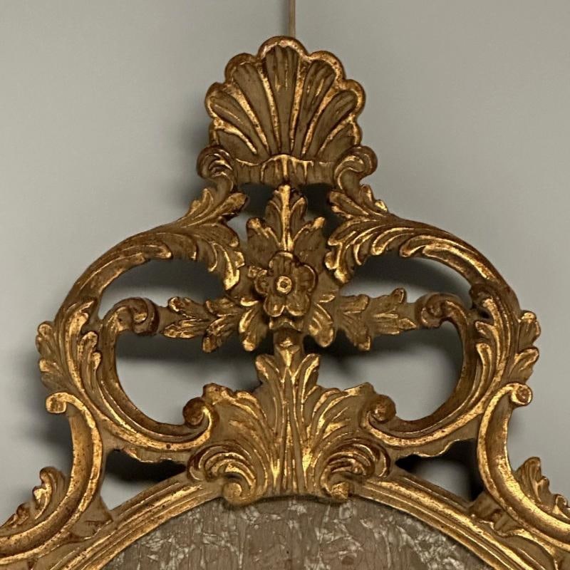 Italian Rococo Giltwood Wall or Console Mirror, Distressed - 6
