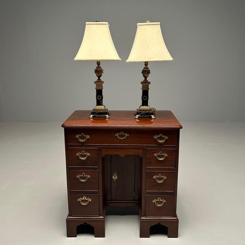 Pair of Hollywood Regency Bronze and Marble Table Lamps, Corinthian Column Form - 5