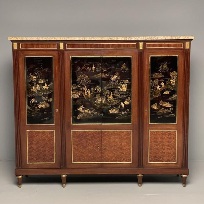 Louis XVI Chinoiserie Dry Bar, Bookcase Cabinet in Fashion of Maison Jansen - 2
