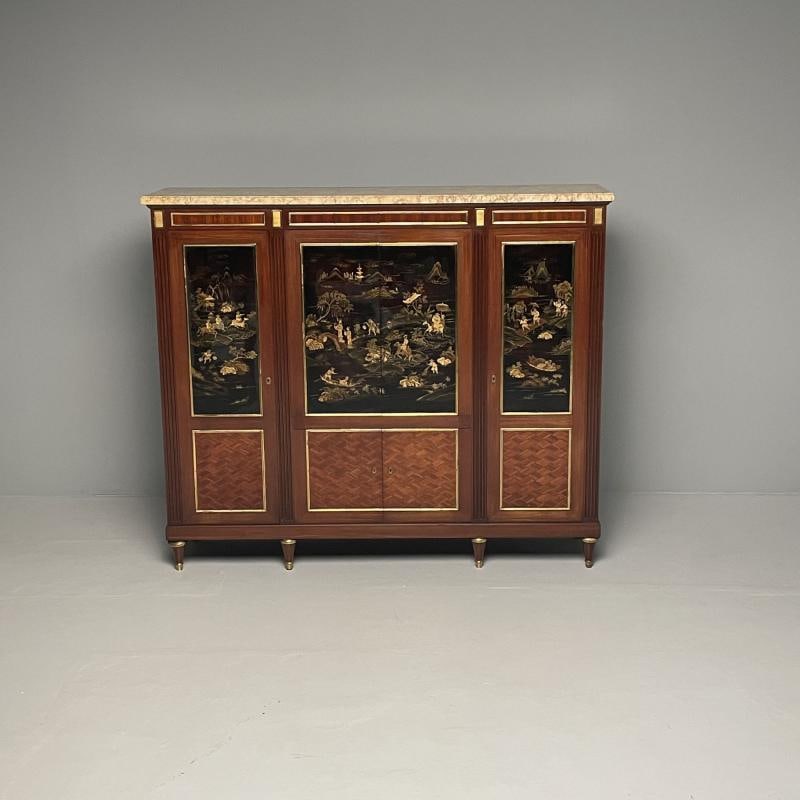 Louis XVI Chinoiserie Dry Bar, Bookcase Cabinet in Fashion of Maison Jansen - 3
