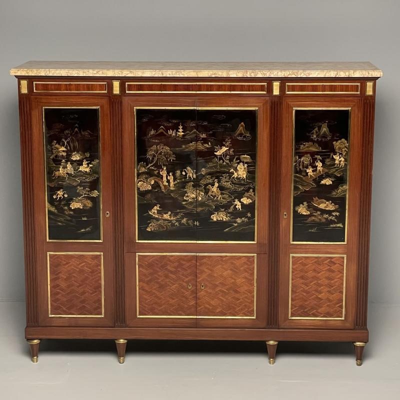 Louis XVI Chinoiserie Dry Bar, Bookcase Cabinet in Fashion of Maison Jansen - 6