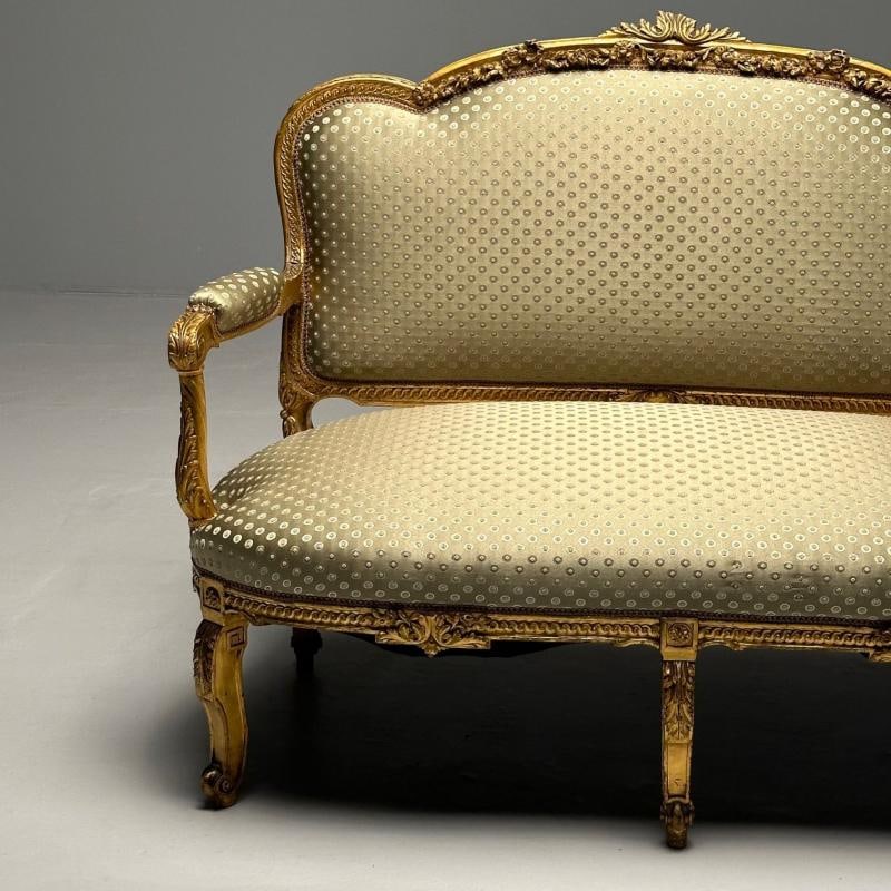 19th Century Settee / Canape, Durand, Louis XV, Giltwood, Scalamandre Upholstery - 11