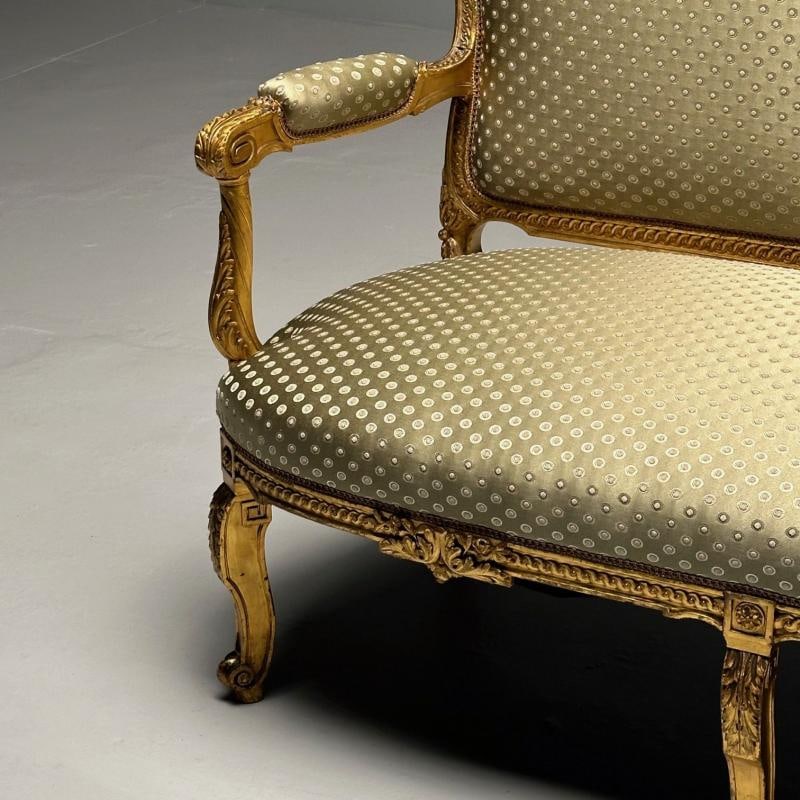 19th Century Settee / Canape, Durand, Louis XV, Giltwood, Scalamandre Upholstery - 12