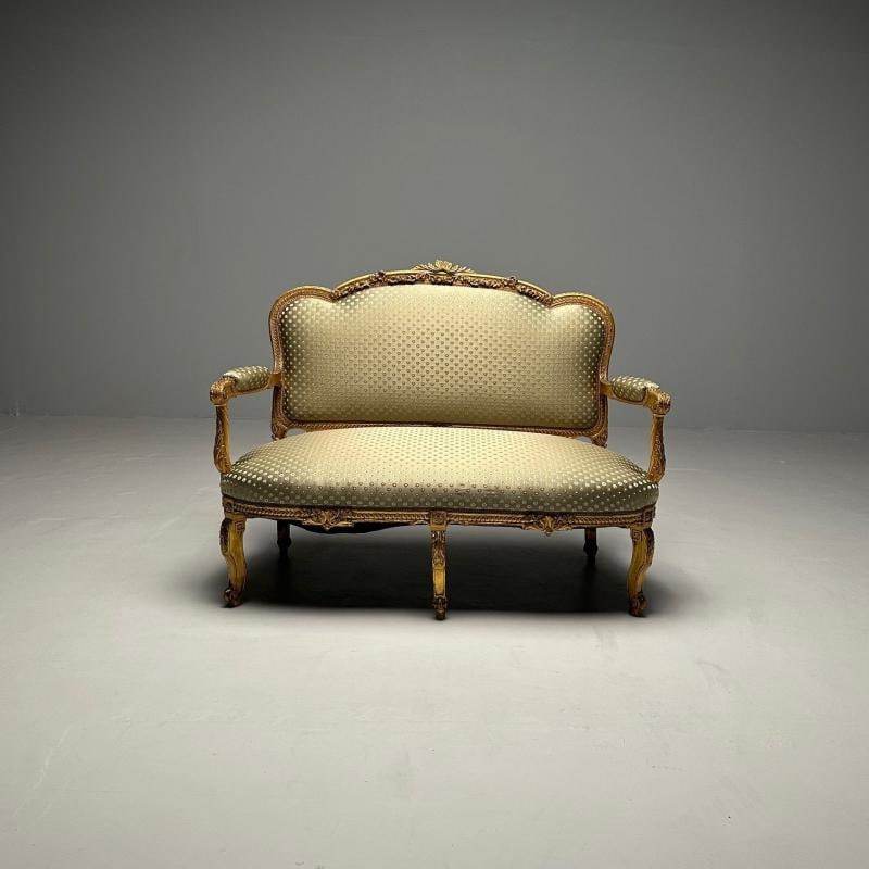 19th Century Settee / Canape, Durand, Louis XV, Giltwood, Scalamandre Upholstery - 3