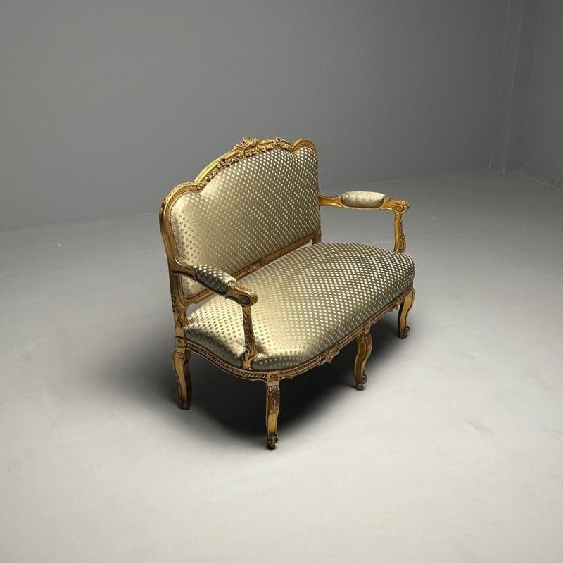 19th Century Settee / Canape, Durand, Louis XV, Giltwood, Scalamandre Upholstery - 4