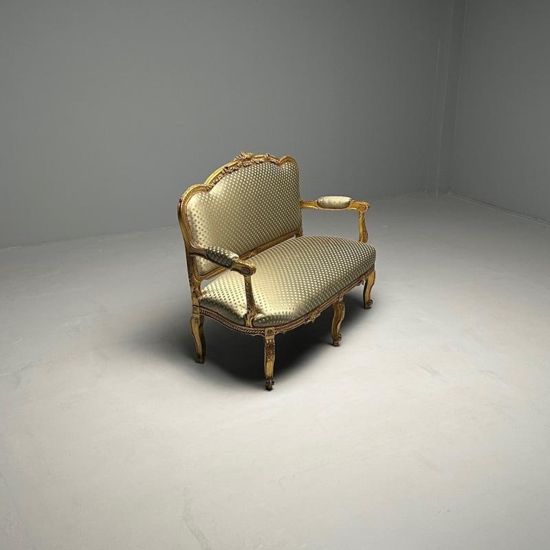 19th Century Settee / Canape, Durand, Louis XV, Giltwood, Scalamandre Upholstery - 5