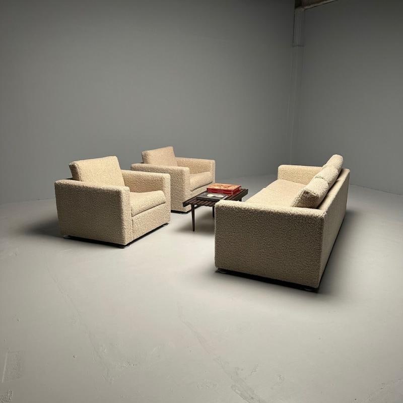 Stendig Living Room, Sofa, Pair of Cube Chairs, New Boucle, Switzerland, Labeled - 5