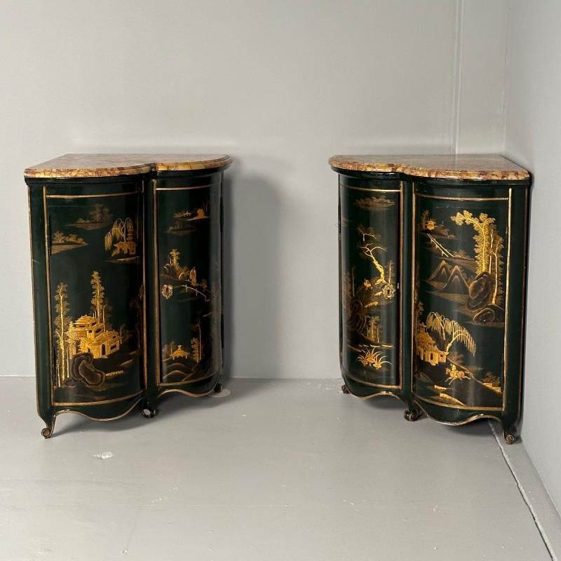 Pair Louis XV Style Japanned Corner Cabinets / Encoignures, Christies Provenance - 2