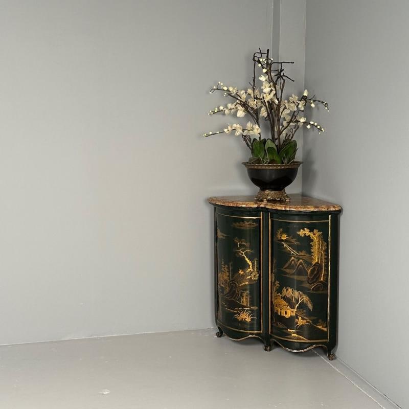 Pair Louis XV Style Japanned Corner Cabinets / Encoignures, Christies Provenance - 3