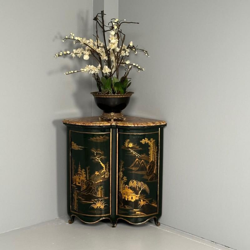 Pair Louis XV Style Japanned Corner Cabinets / Encoignures, Christies Provenance - 4