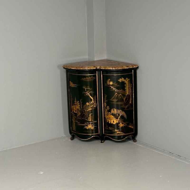 Pair Louis XV Style Japanned Corner Cabinets / Encoignures, Christies Provenance - 5