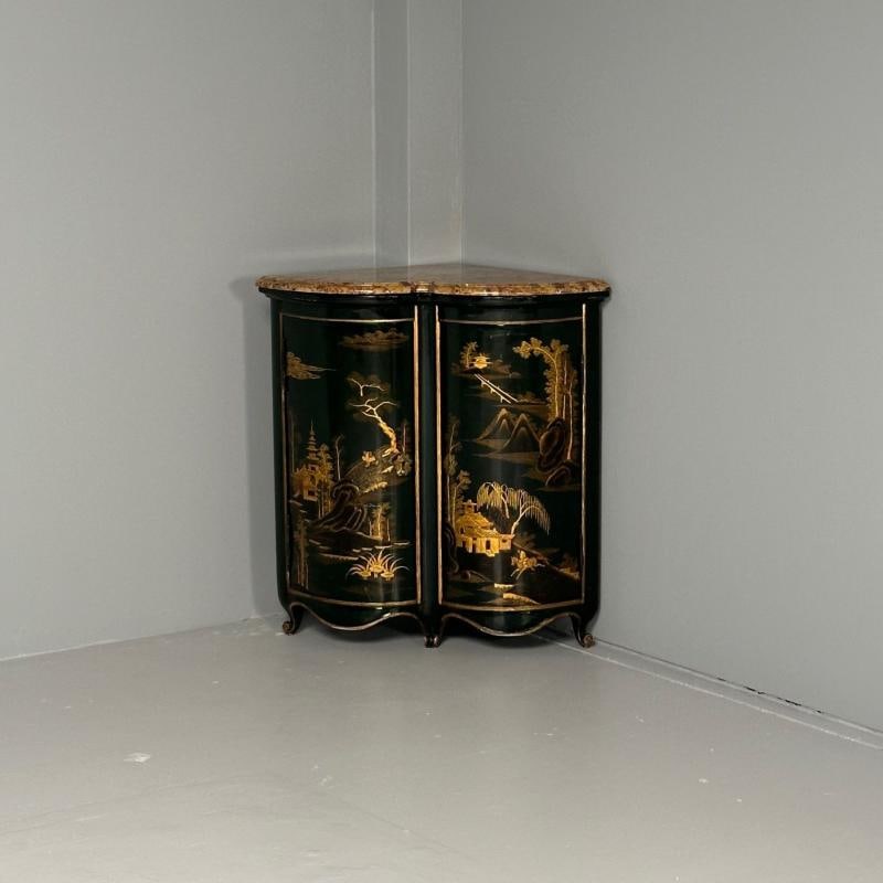 Pair Louis XV Style Japanned Corner Cabinets / Encoignures, Christies Provenance - 6