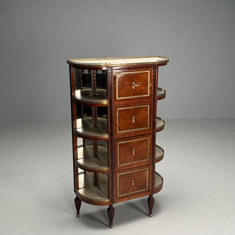 French Louis XVI Demilune Chest of Drawers, Vitrine / Showcase Cabinet - 11
