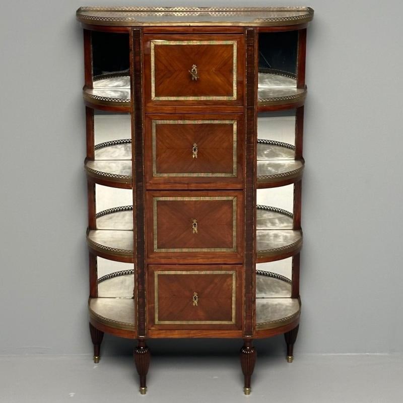 French Louis XVI Demilune Chest of Drawers, Vitrine / Showcase Cabinet - 5
