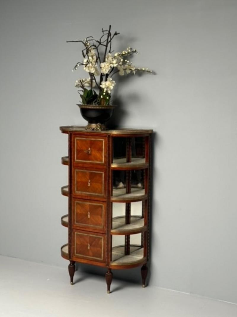 French Louis XVI Demilune Chest of Drawers, Vitrine / Showcase Cabinet - 6