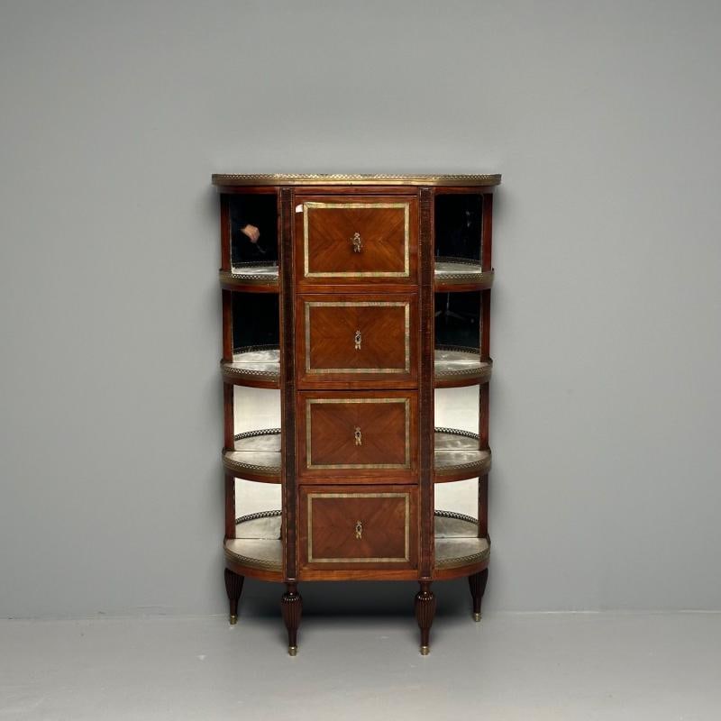 French Louis XVI Demilune Chest of Drawers, Vitrine / Showcase Cabinet - 7