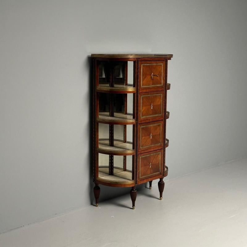 French Louis XVI Demilune Chest of Drawers, Vitrine / Showcase Cabinet - 9