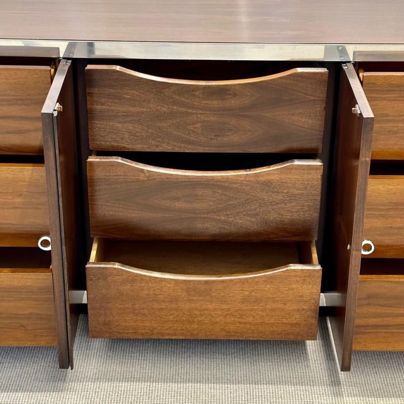 Mid-Century Modern Dresser / Sideboard by Milo Baughman, Chrome, Walnut - 11