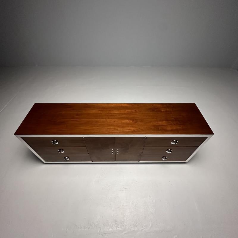 Mid-Century Modern Dresser / Sideboard by Milo Baughman, Chrome, Walnut - 9