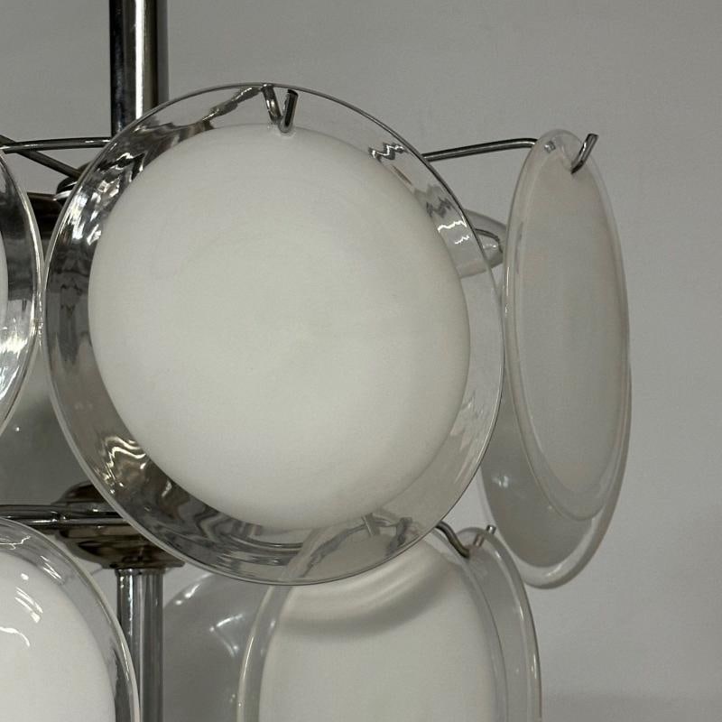 Mid-Century Modern Style Small White Murano Glass Disk Chandeliers / Pendants - 10