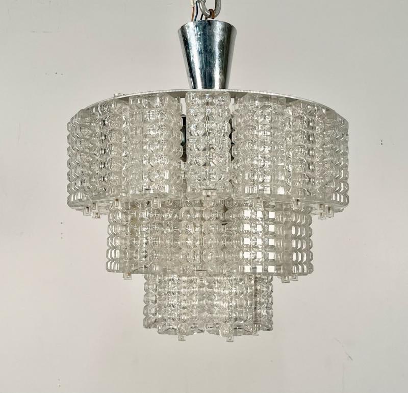 Small Austrian Mid-Century Modern Chandelier / Pendant by Kalmar, Three-Tier - 3