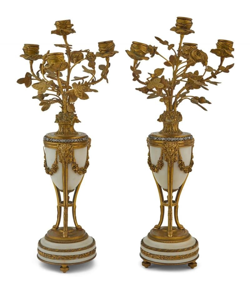 Tiffany & Co, French Louis XVI, Clock, Garniture Set, Bronze, Marble, France - 2