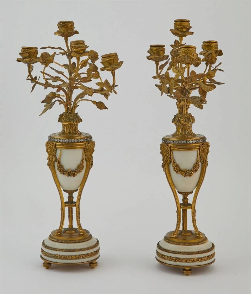 Tiffany & Co, French Louis XVI, Clock, Garniture Set, Bronze, Marble, France - 6