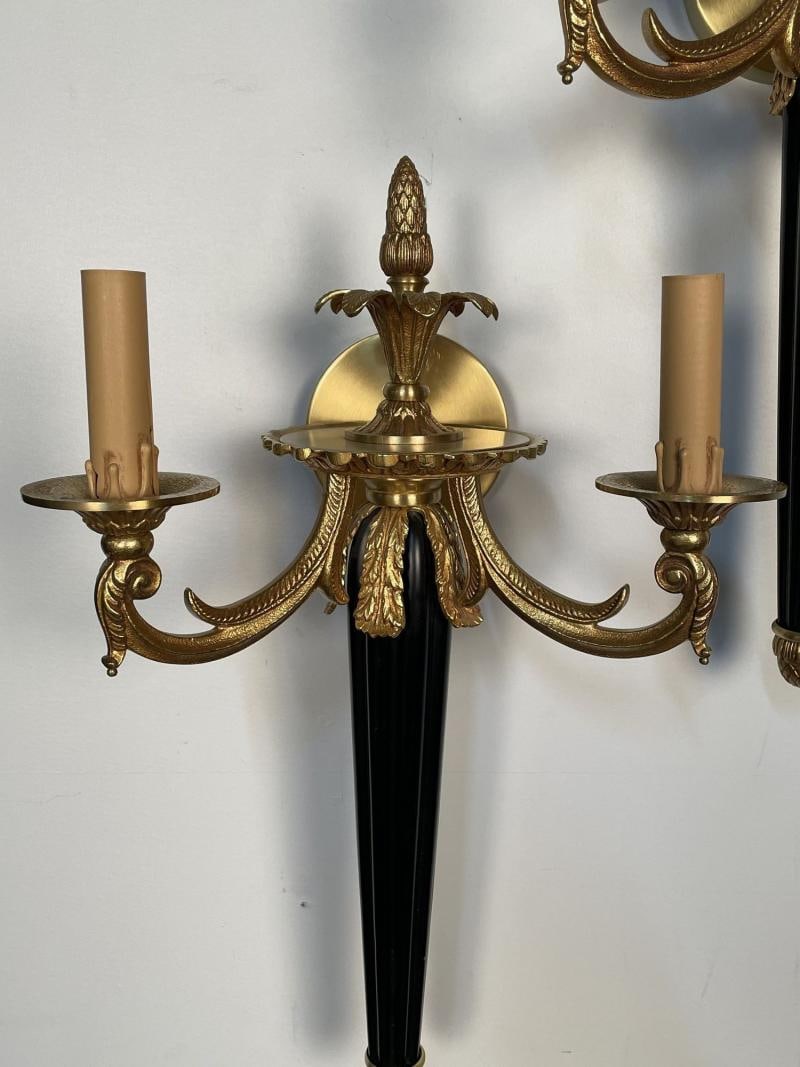 Pair of Louis XVI French Style Wall Sconces, Maison Bagues, Hollywood Regency - 9