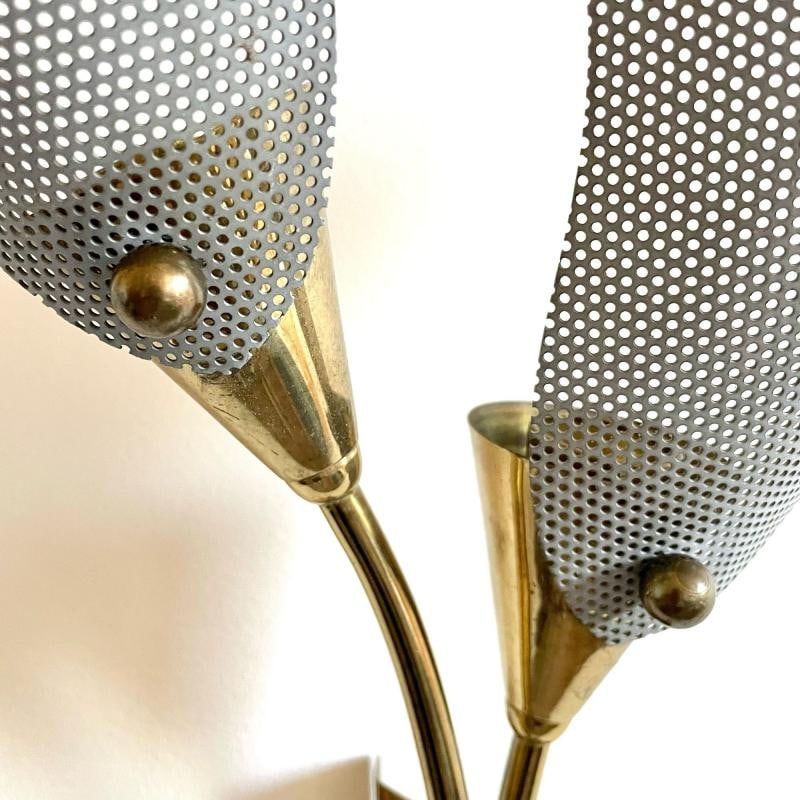 Pair of Italian Mid-Century Modern Sculptural Flower Sconces, Brass, 1940s - 11