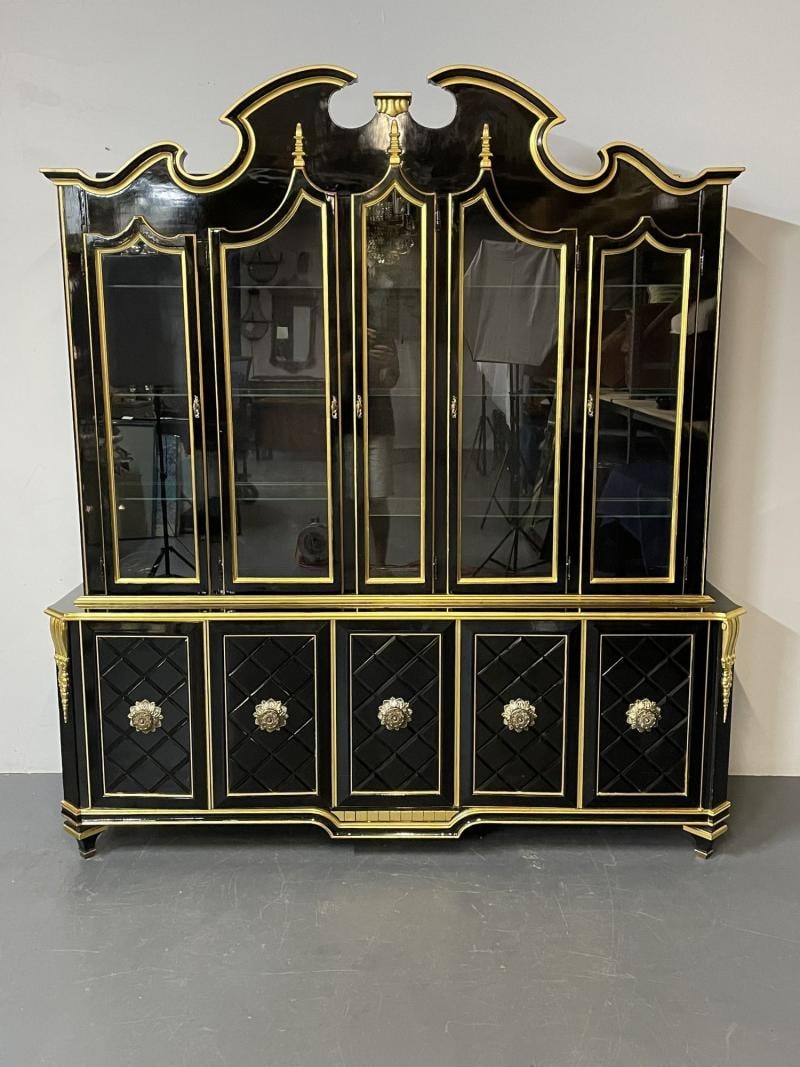 Hollywood Regency Style Bookcase / China Cabinet, Ebonized, Grosfeld House - 5