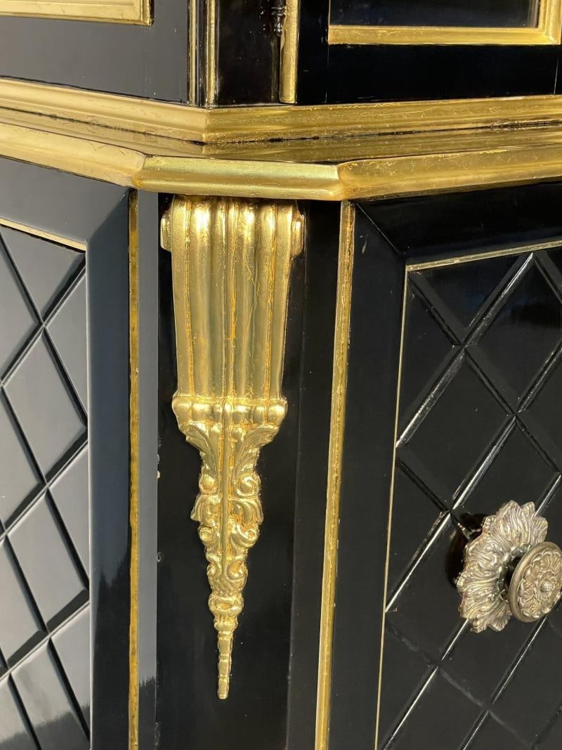 Hollywood Regency Style Bookcase / China Cabinet, Ebonized, Grosfeld House - 9