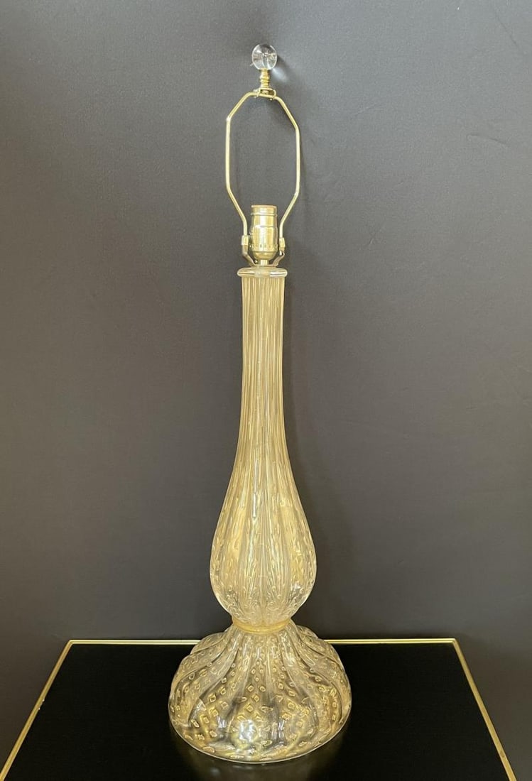 Large Italian Murano Glass Table Lamp, Mid-Century Modern, Barovier Toso Style - 2