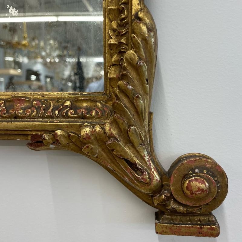 French Neoclassical Style Giltwood Wall / Console Mirror with Oval Artwork - 10
