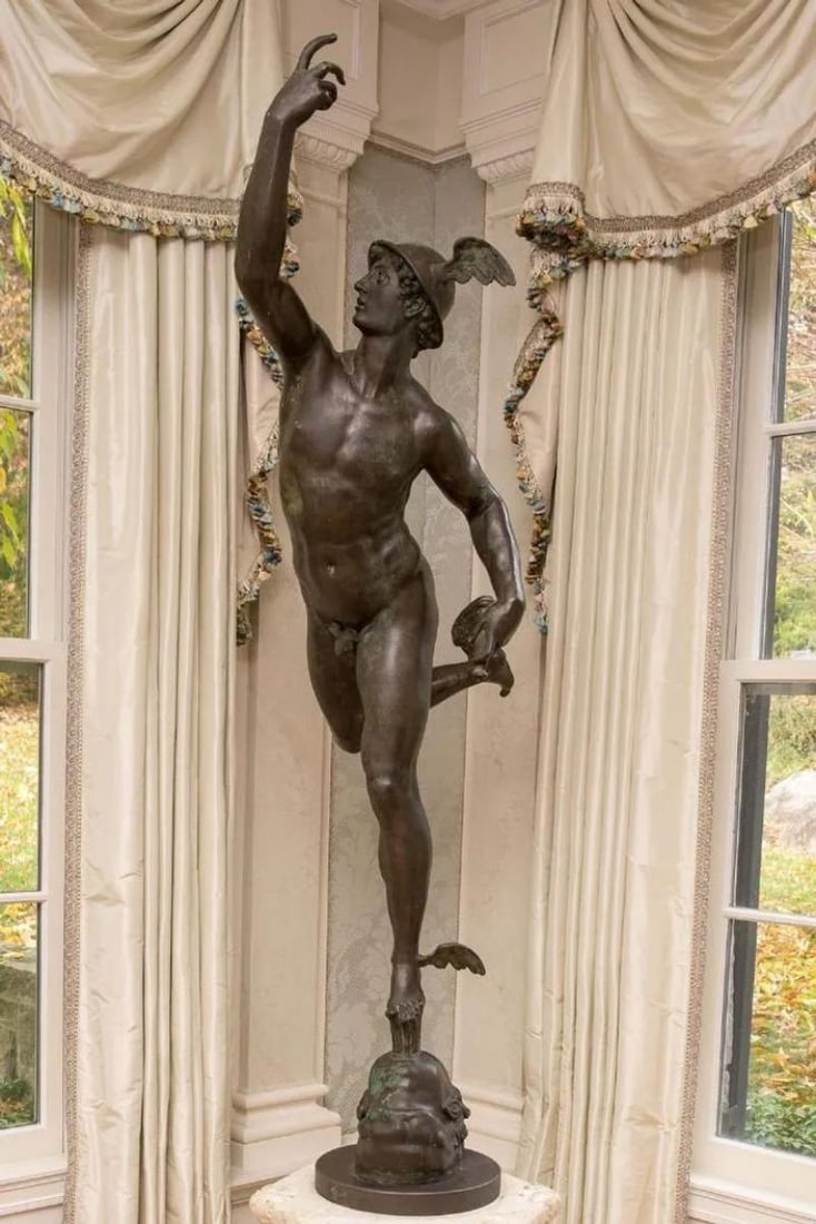 French Artist, Life-Size Statue of Hermes, Bronze, France, 18th Century - 2