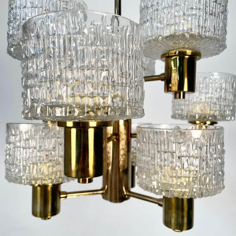 Hans-Agne Jakobsson, Swedish Mid-Century Modern, 9 Light Chandelier, Brass - 6