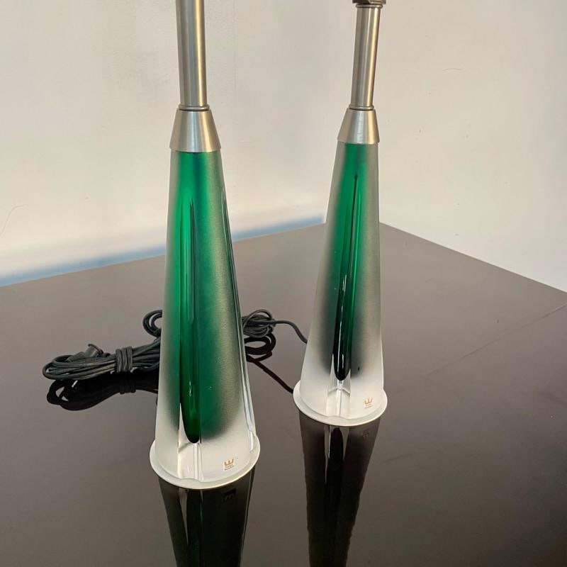 Pair of Swedish Mid-Century Modern Jade Green Kosta Lamps, Perfume Bottle Shape - 7