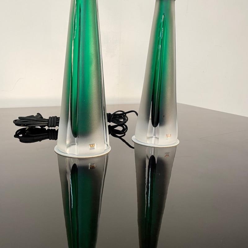 Pair of Swedish Mid-Century Modern Jade Green Kosta Lamps, Perfume Bottle Shape - 8