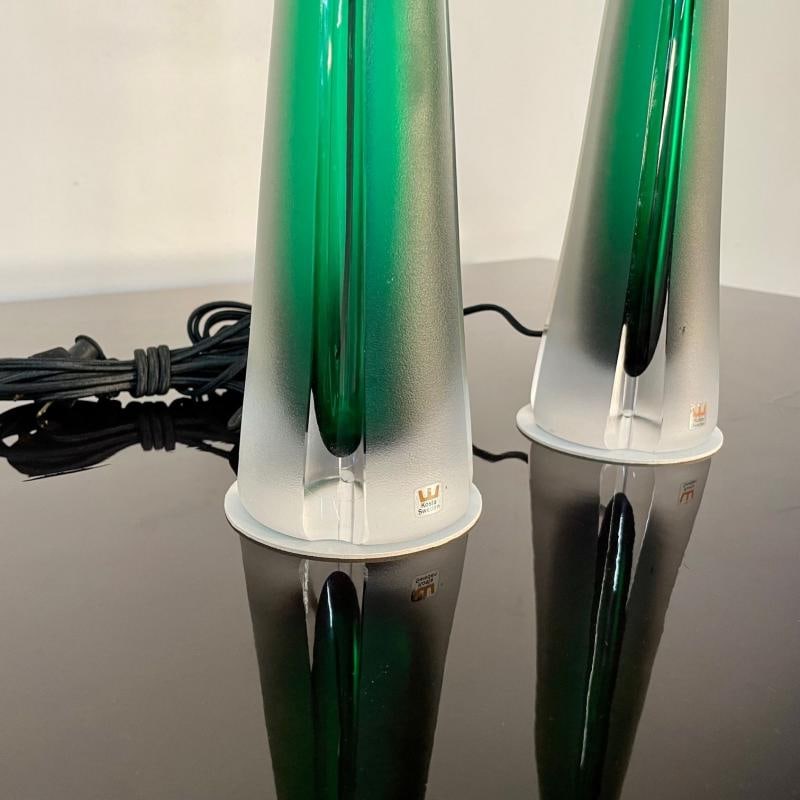 Pair of Swedish Mid-Century Modern Jade Green Kosta Lamps, Perfume Bottle Shape - 9