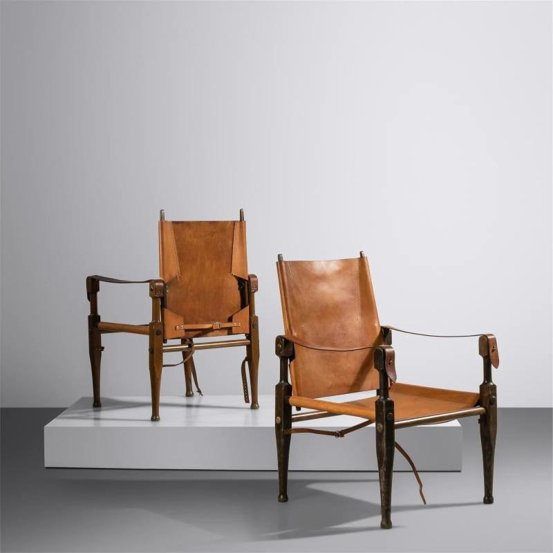 Pair of Kaare Klint Danish Mid-Century Modern Safari Lounge Chairs, Rasmussen - 2